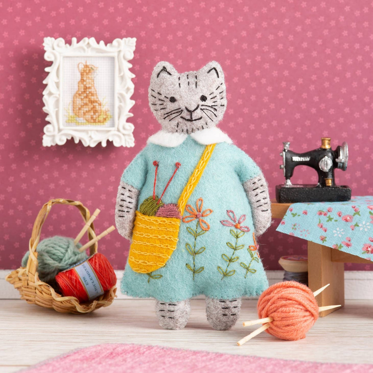 Wool Felt Stitching Kit - Cottage Mouse Family.