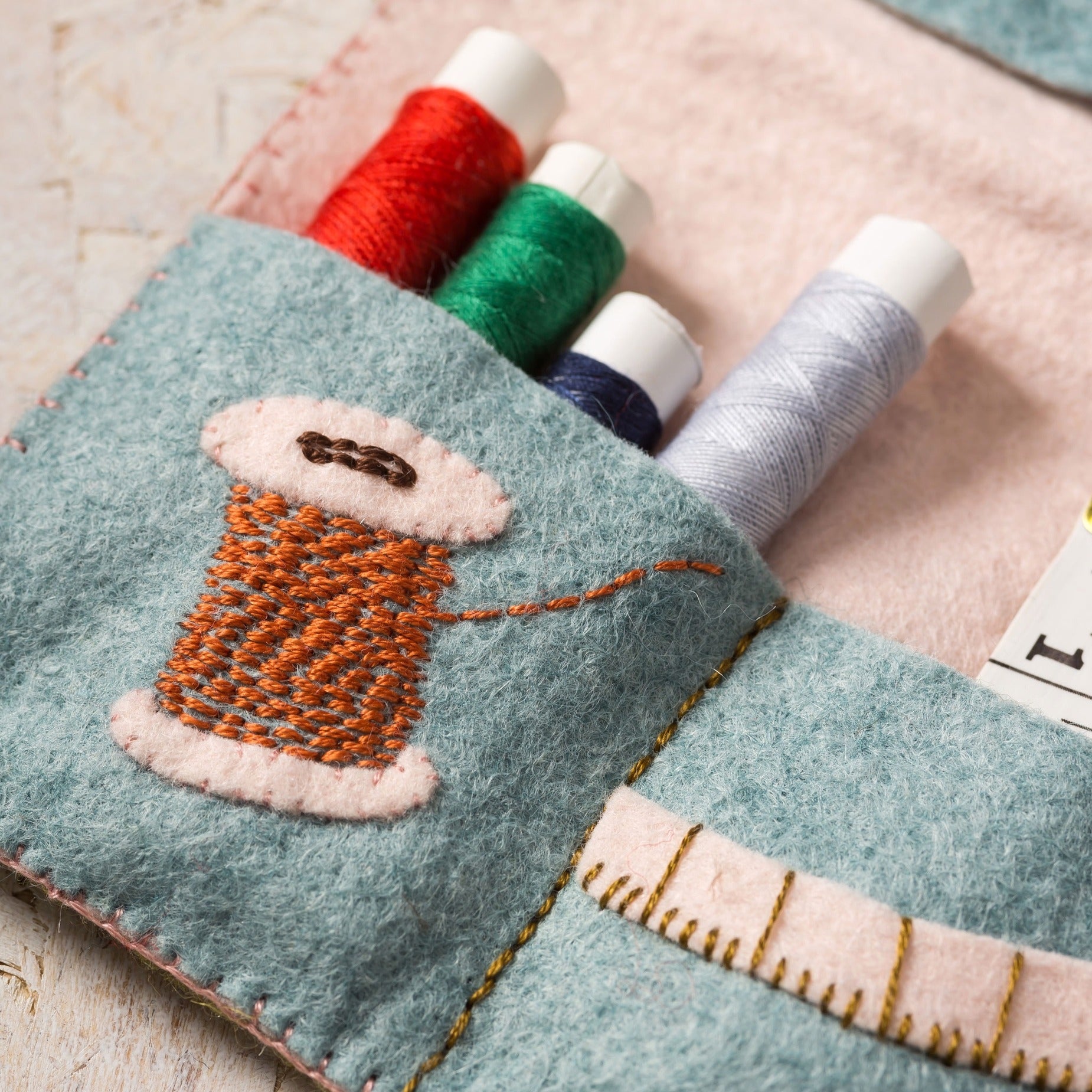 Wool Felt Stitching Kit - Cottage Mouse Family.